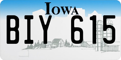 IA license plate BIY615
