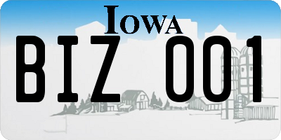 IA license plate BIZ001