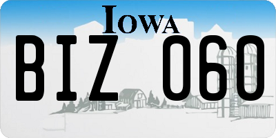 IA license plate BIZ060