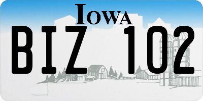 IA license plate BIZ102