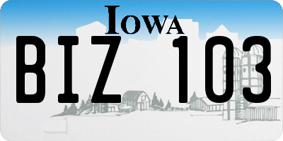 IA license plate BIZ103