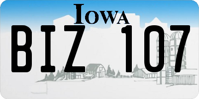IA license plate BIZ107