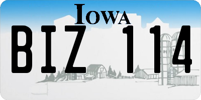 IA license plate BIZ114