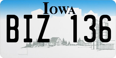IA license plate BIZ136