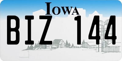 IA license plate BIZ144
