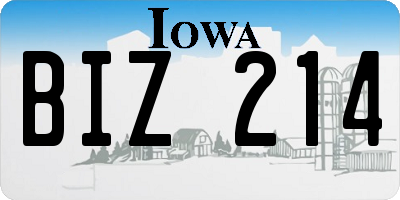 IA license plate BIZ214