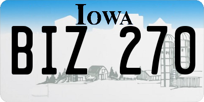 IA license plate BIZ270