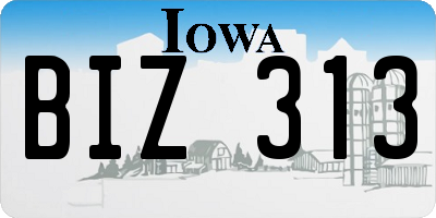IA license plate BIZ313