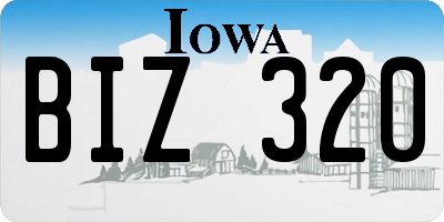IA license plate BIZ320