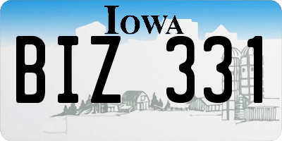 IA license plate BIZ331