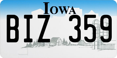 IA license plate BIZ359