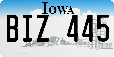 IA license plate BIZ445