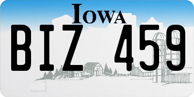 IA license plate BIZ459