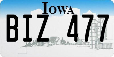IA license plate BIZ477