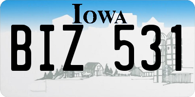 IA license plate BIZ531