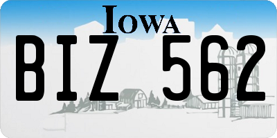 IA license plate BIZ562