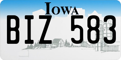 IA license plate BIZ583