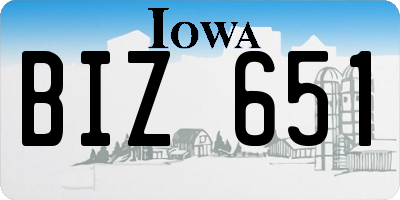 IA license plate BIZ651
