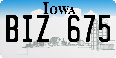 IA license plate BIZ675