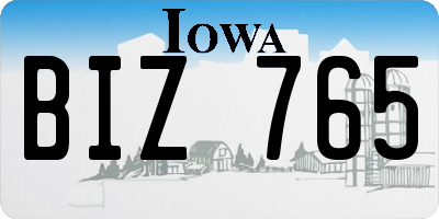 IA license plate BIZ765