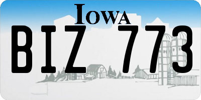 IA license plate BIZ773