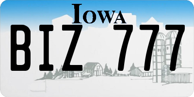 IA license plate BIZ777
