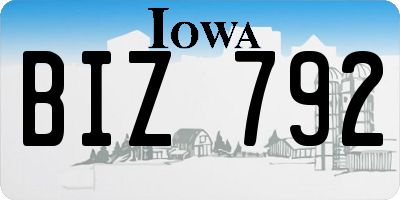 IA license plate BIZ792