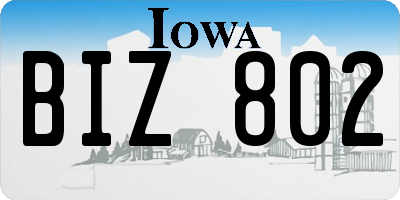 IA license plate BIZ802