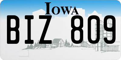 IA license plate BIZ809
