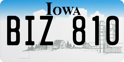 IA license plate BIZ810