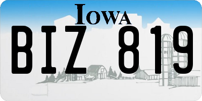 IA license plate BIZ819