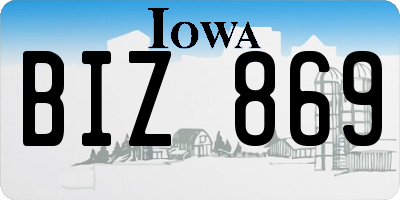 IA license plate BIZ869