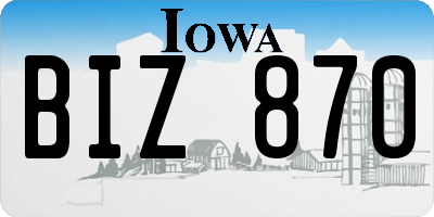 IA license plate BIZ870