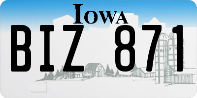 IA license plate BIZ871