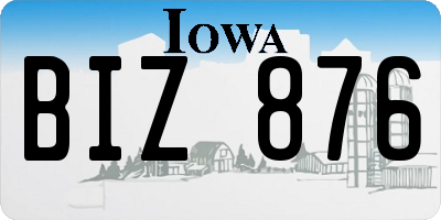 IA license plate BIZ876
