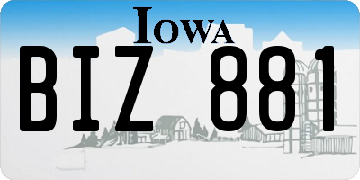IA license plate BIZ881