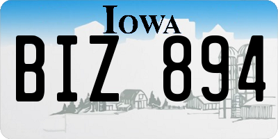 IA license plate BIZ894