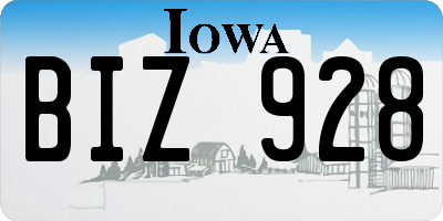 IA license plate BIZ928
