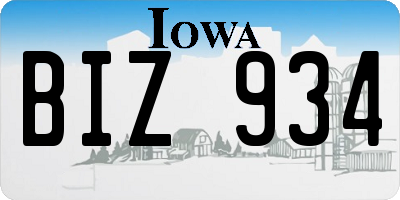 IA license plate BIZ934