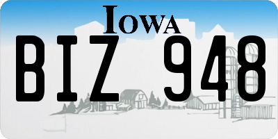 IA license plate BIZ948