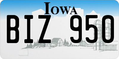 IA license plate BIZ950