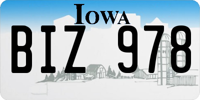 IA license plate BIZ978