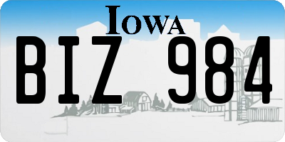 IA license plate BIZ984