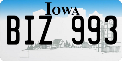 IA license plate BIZ993