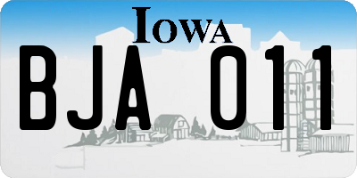 IA license plate BJA011