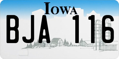 IA license plate BJA116