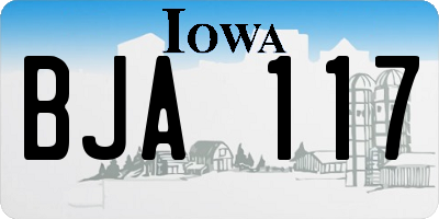 IA license plate BJA117