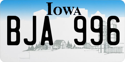 IA license plate BJA996