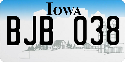 IA license plate BJB038