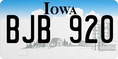 IA license plate BJB920